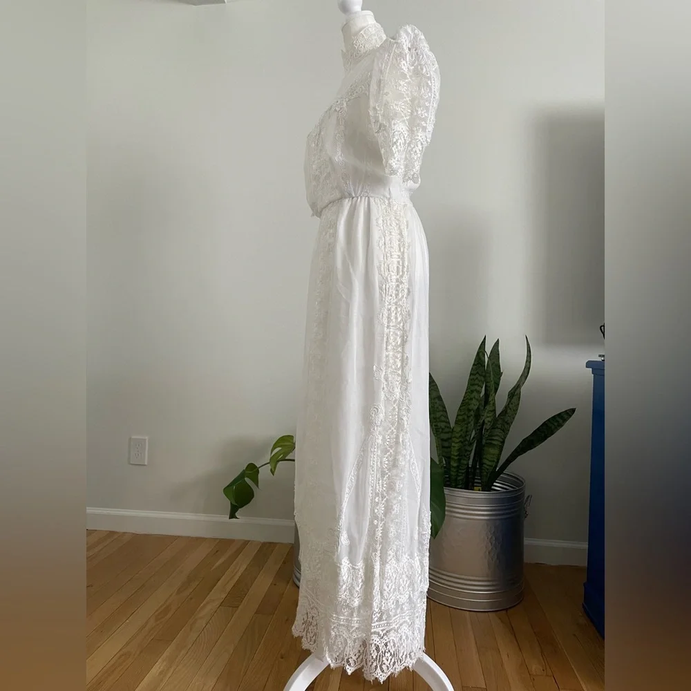 Vintage 70s Handmade Cottage-core/Prairie/Boho Wedding Maxi Dress - Picture 4 of 9